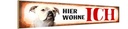 Holzschild 10x46 cm Bulldogge Hund hier wohne Tier Haustier