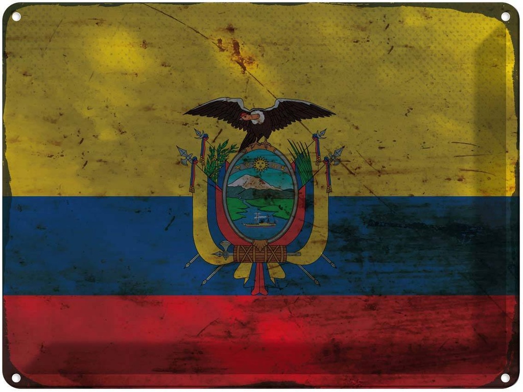 Blechschild 30x40 cm Ecuador Flagge Fahne Wappen