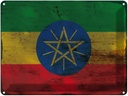 Blechschild 30x40 cm Äthiopien Ethiopia Flagge Fahne Wappen