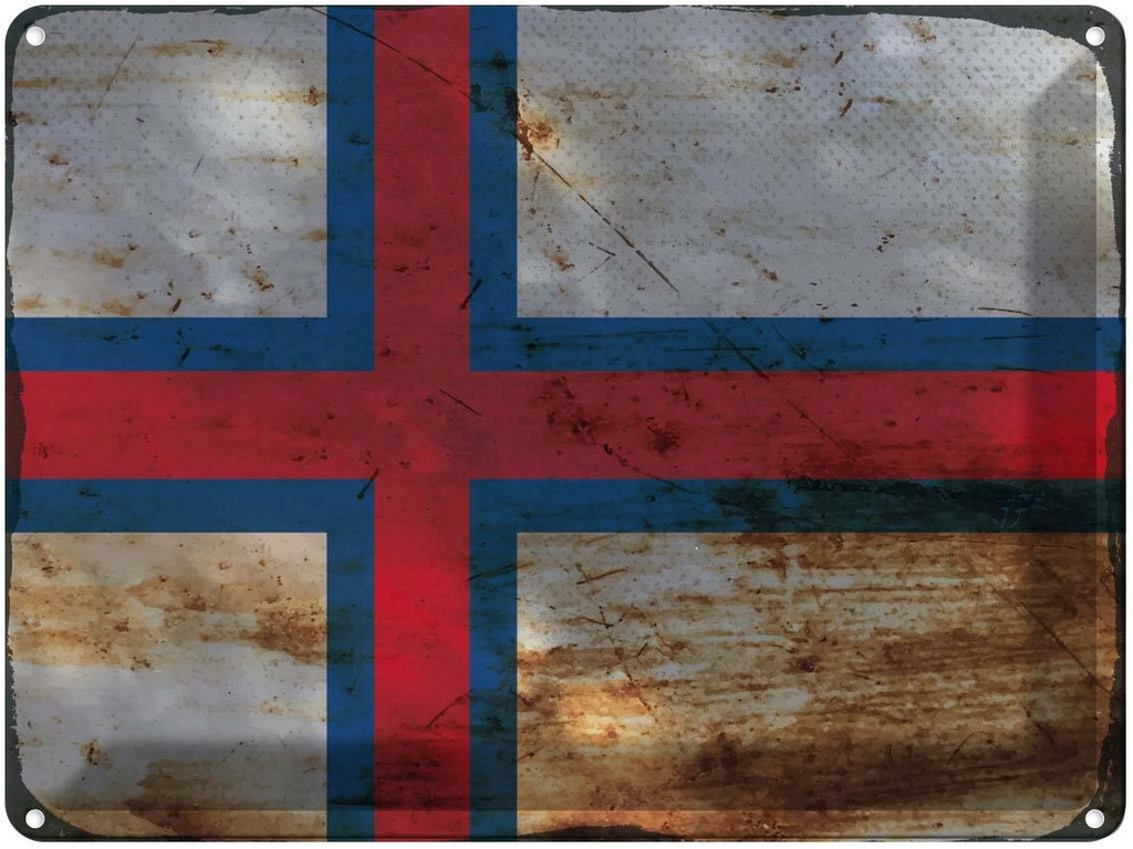 Blechschild 30x40 cm Färöer Faroe Islands Flagge Fahne Wappen