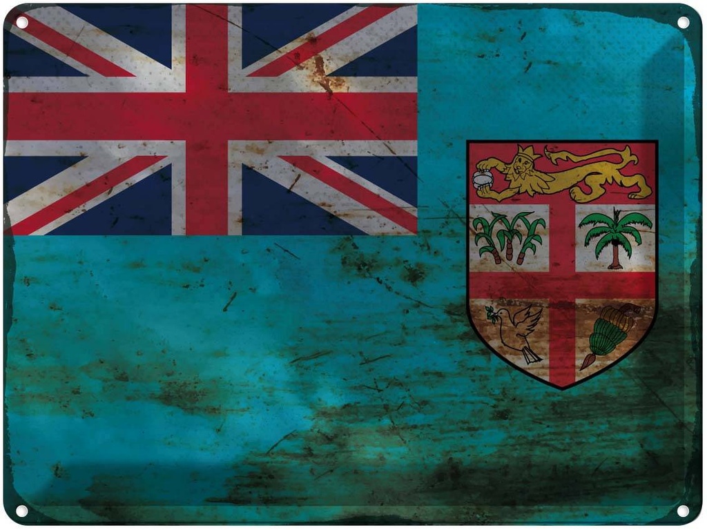 Blechschild 30x40 cm Fidschi Fiji Flagge Fahne Wappen