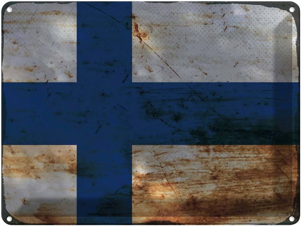 Blechschild 30x40 cm Finnland Finland Flagge Fahne Wappen