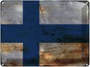 Blechschild 30x40 cm Finnland Finland Flagge Fahne Wappen