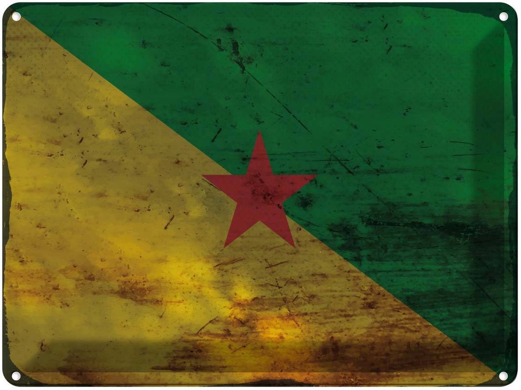 Blechschild 30x40 cm Französisch?Guayana Flagge Fahne Wappen