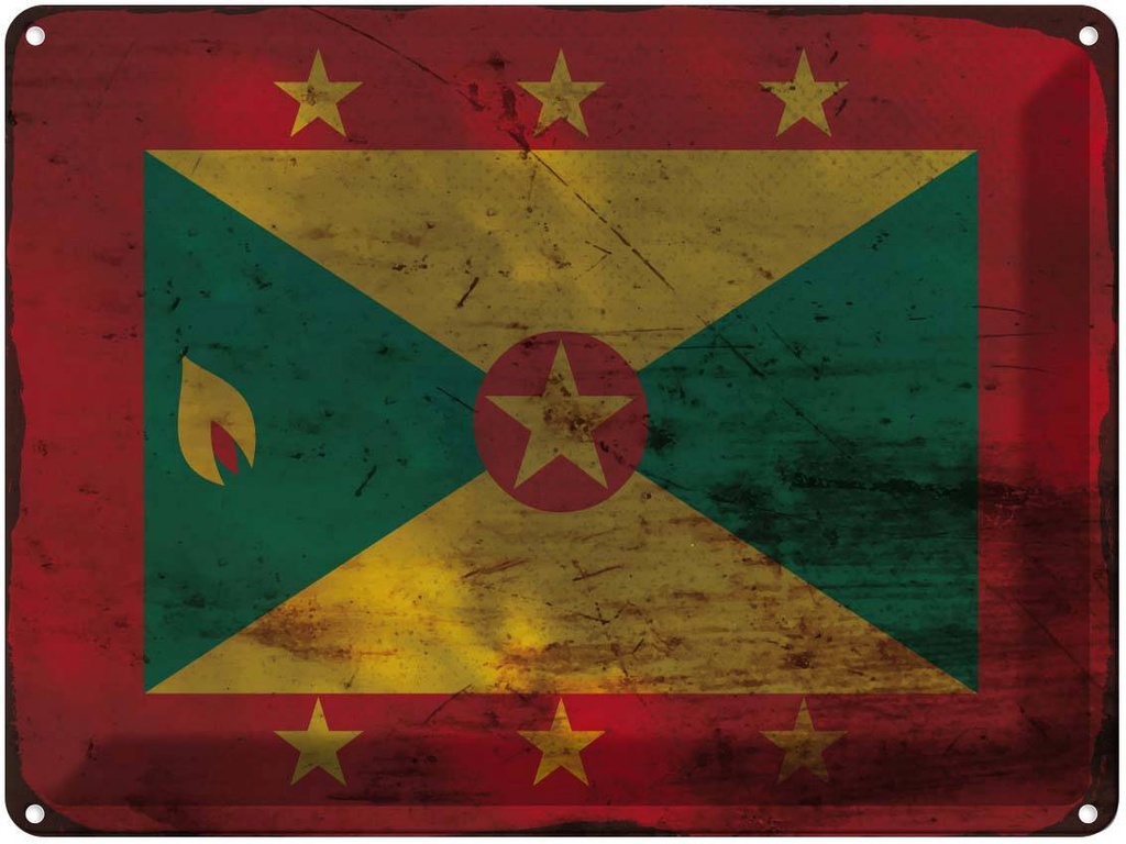 Blechschild 30x40 cm Grenada Flagge Fahne Wappen