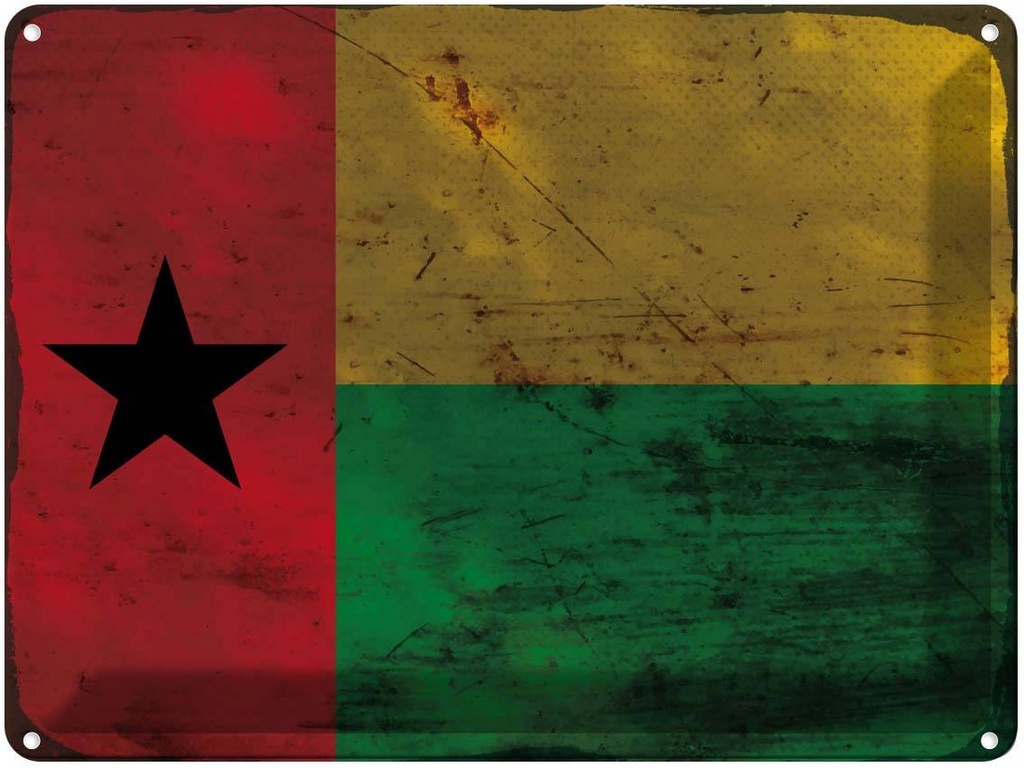 Blechschild 30x40 cm Guinea-Bissau Guinea Flagge Fahne Wappen