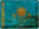 Blechschild 30x40 cm Kasachstan Kazakhstan Flagge Fahne Wappen