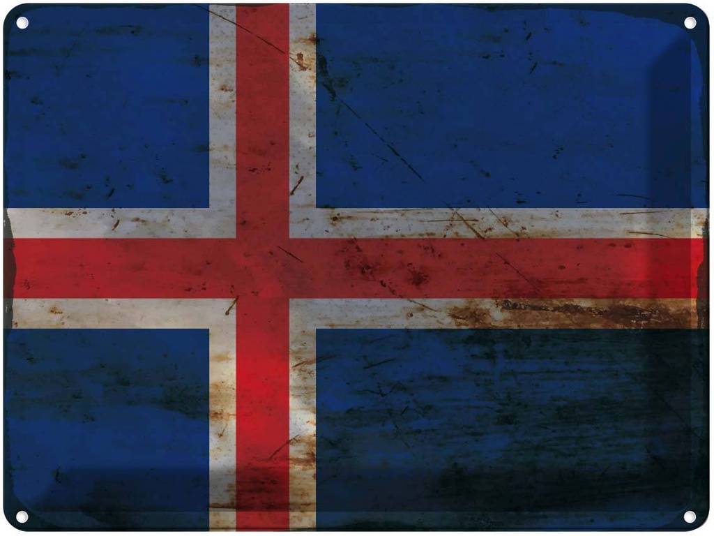 Blechschild 30x40 cm Island Iceland Flagge Fahne Wappen