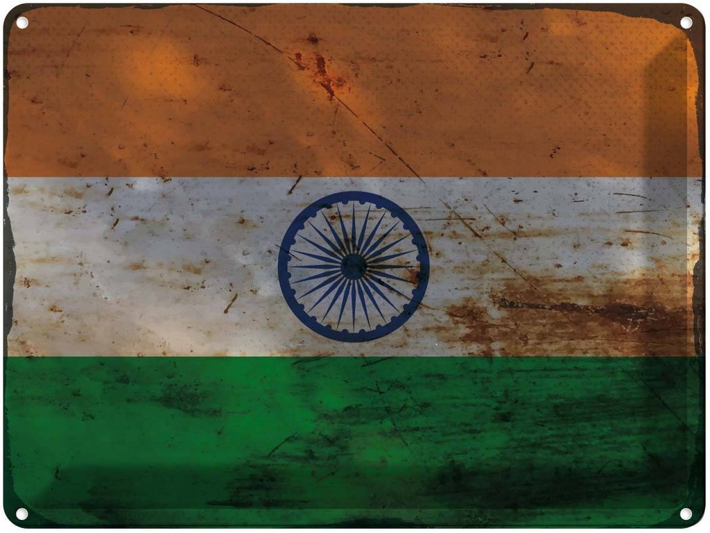 Blechschild 30x40 cm Indien India Flagge Fahne Wappen