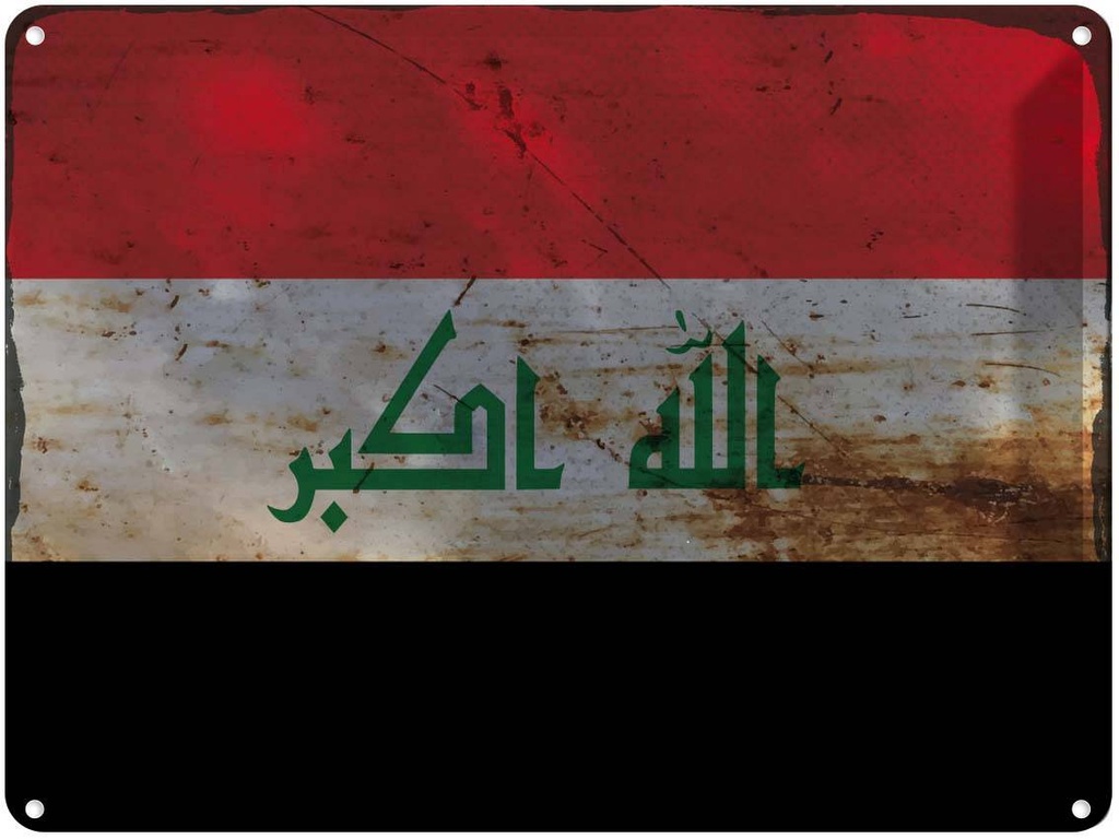 Blechschild 30x40 cm Irak Iraq Flagge Fahne Wappen