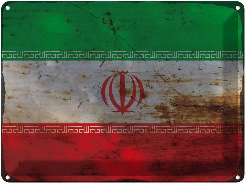 Blechschild 30x40 cm Iran Flagge Fahne Wappen