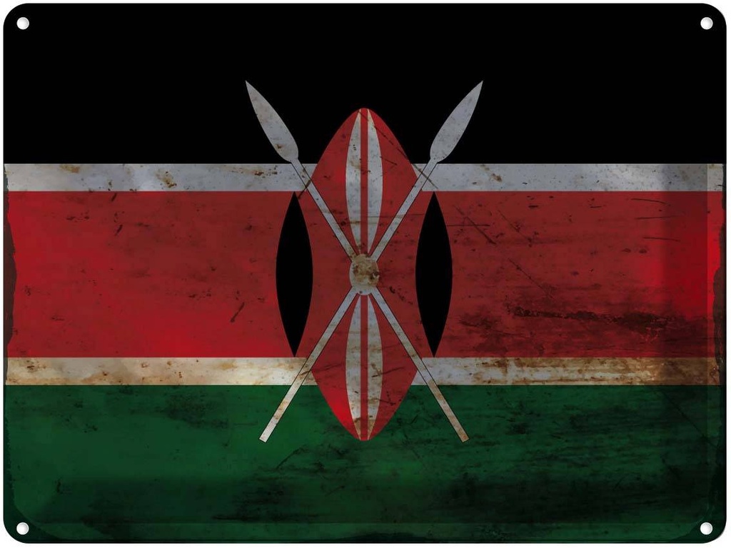 Blechschild 30x40 cm Kenia Kenya Flagge Fahne Wappen