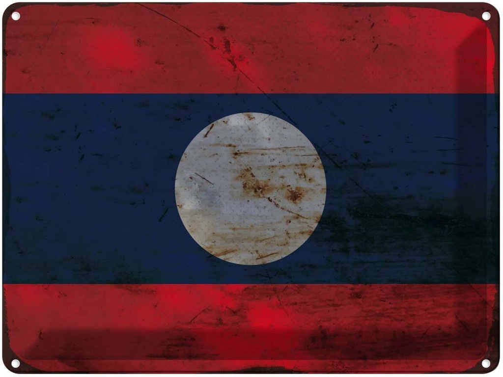 Blechschild 30x40 cm Laos Flagge Fahne Wappen