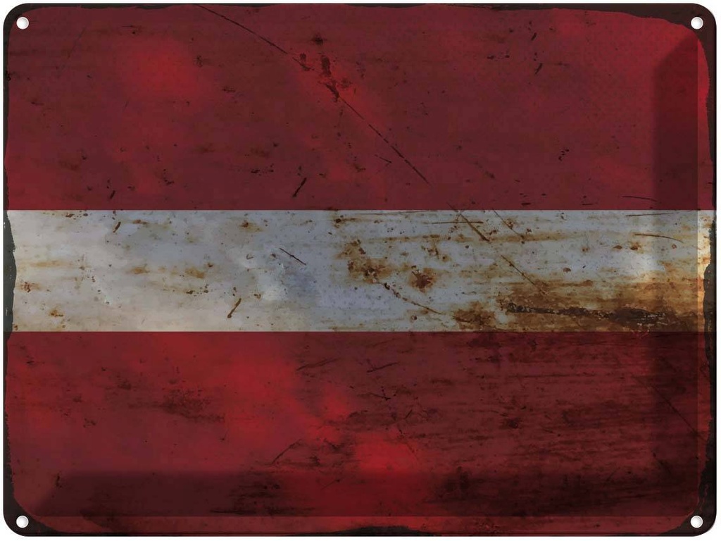 Blechschild 30x40 cm Lettland Latvia Flagge Fahne Wappen