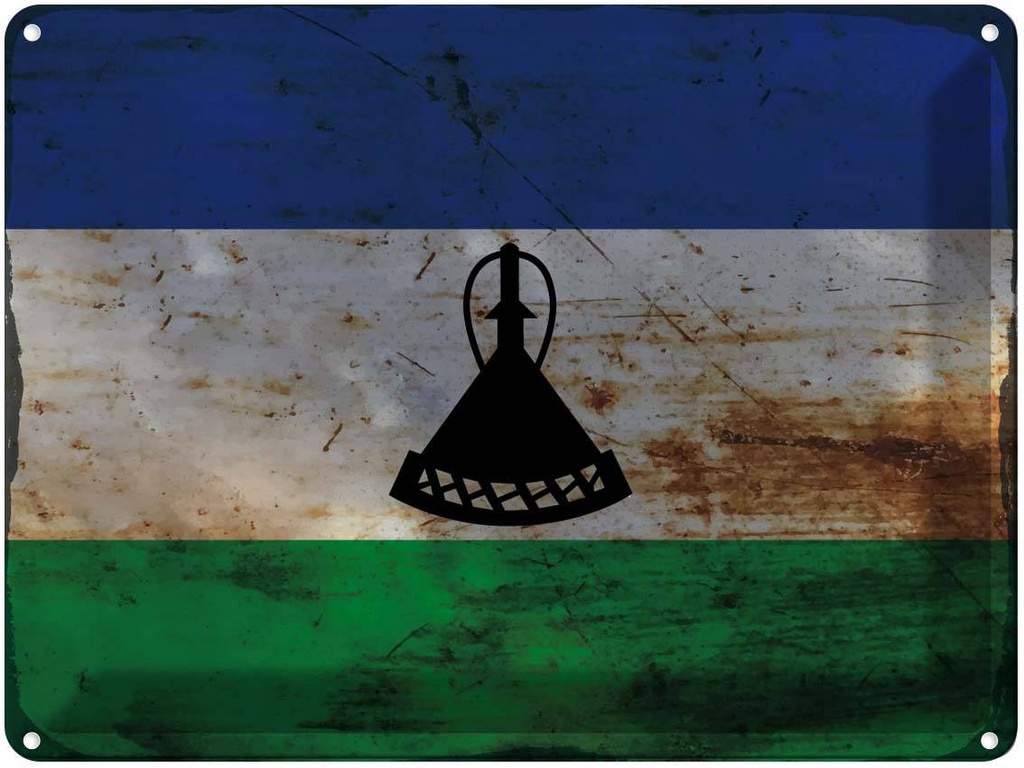 Blechschild 30x40 cm Lesotho Flagge Fahne Wappen