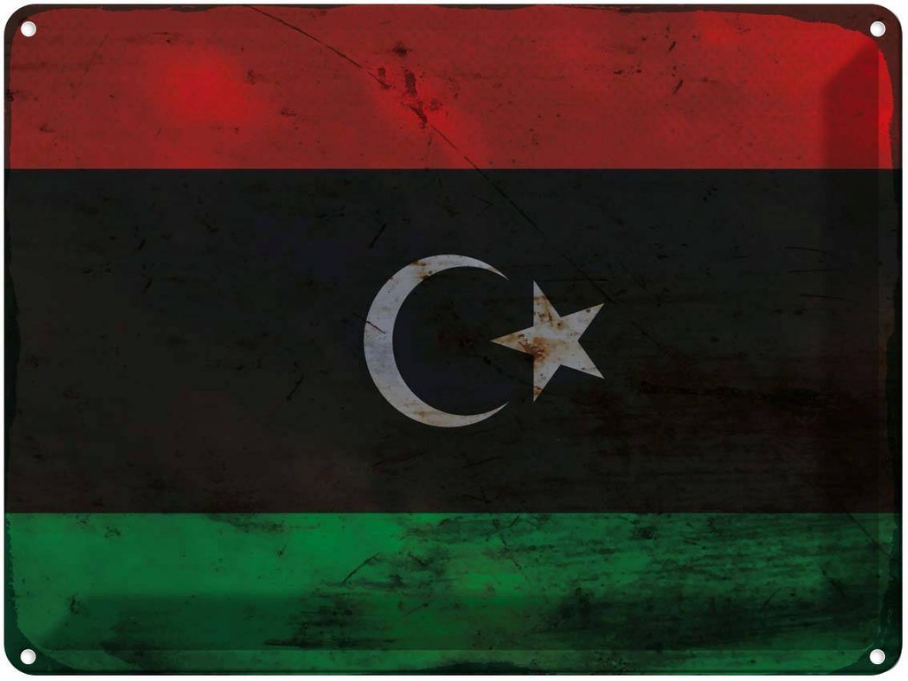 Blechschild 30x40 cm Libyen Libya Flagge Fahne Wappen
