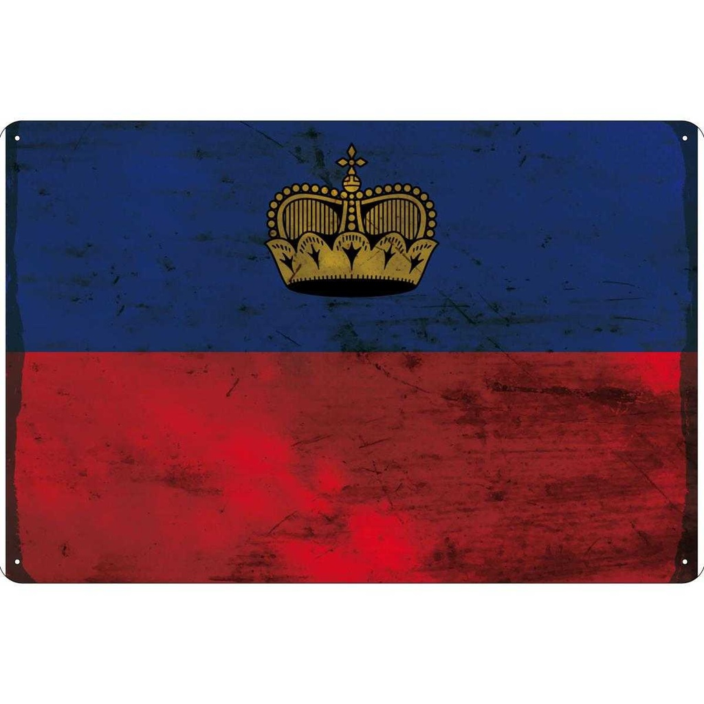 Blechschild 30x40 cm Liechtenstein Flagge Fahne Wappen