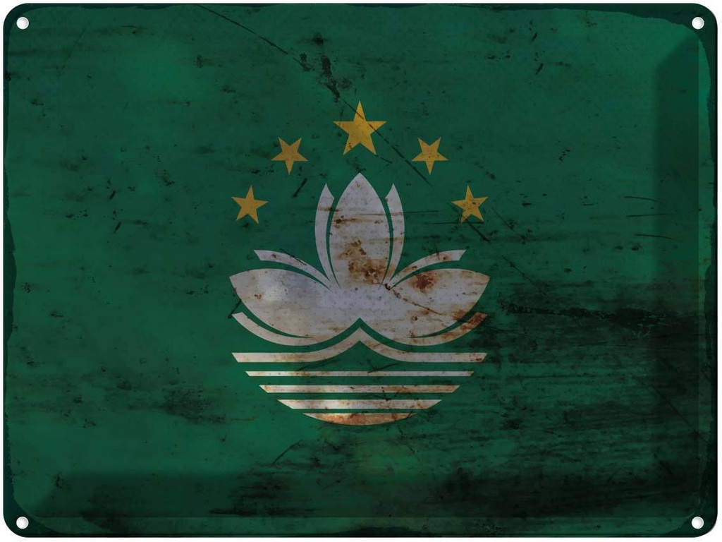 Blechschild 30x40 cm Macau Flagge Fahne Wappen