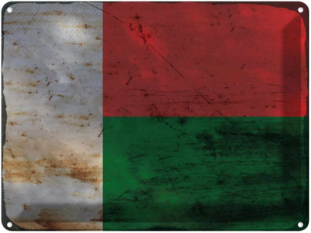 Blechschild 30x40 cm Madagaskar Madagascar Flagge Fahne Wappen