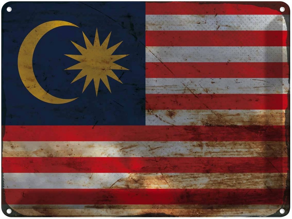 Blechschild 30x40 cm Malaysia Flagge Fahne Wappen