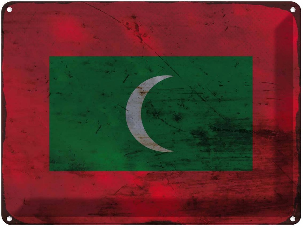 Blechschild 30x40 cm Malediven Maldives Flagge Fahne Wappen