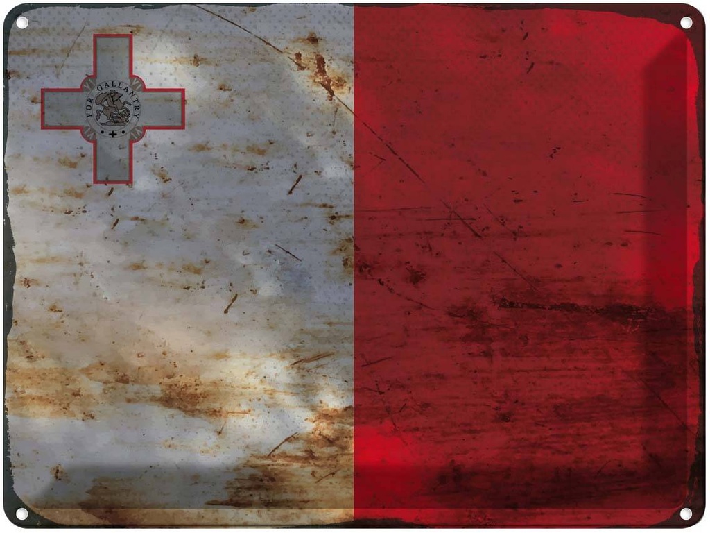Blechschild 30x40 cm Malta Flagge Fahne Wappen