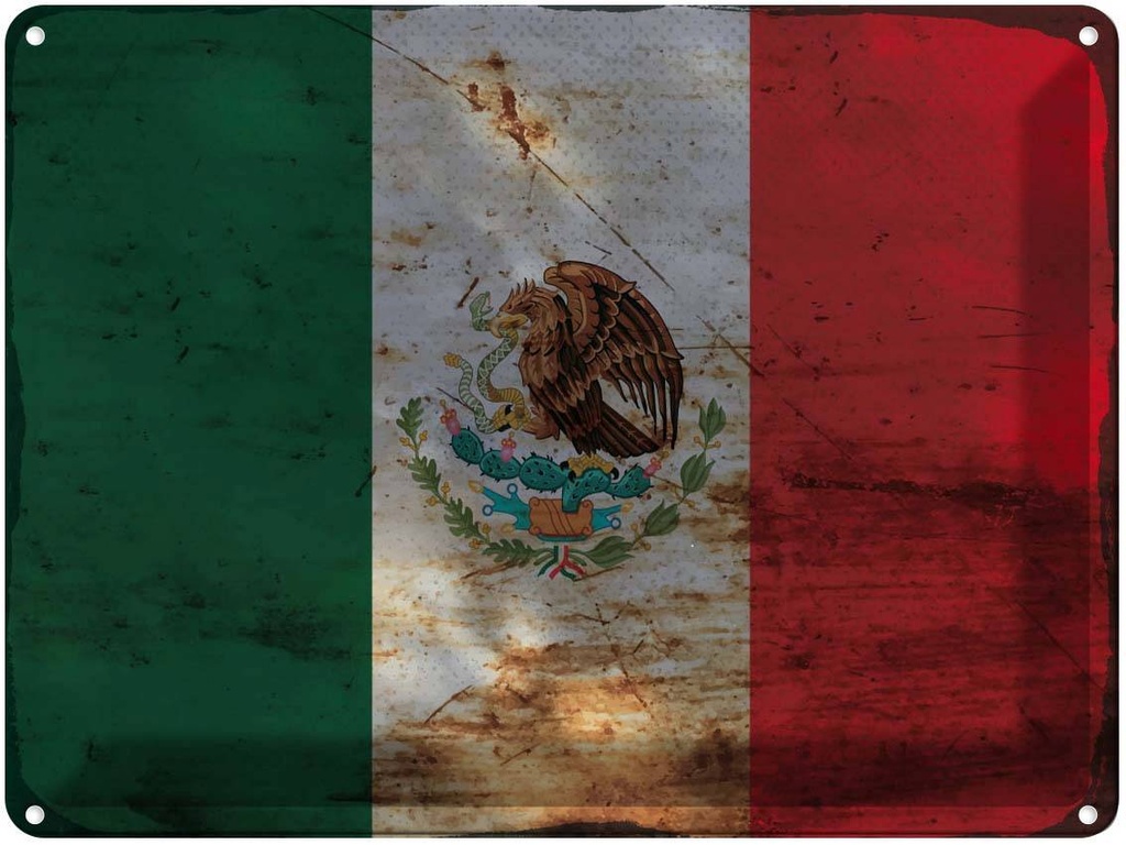 Blechschild 30x40 cm Mexiko Mexico Flagge Fahne Wappen