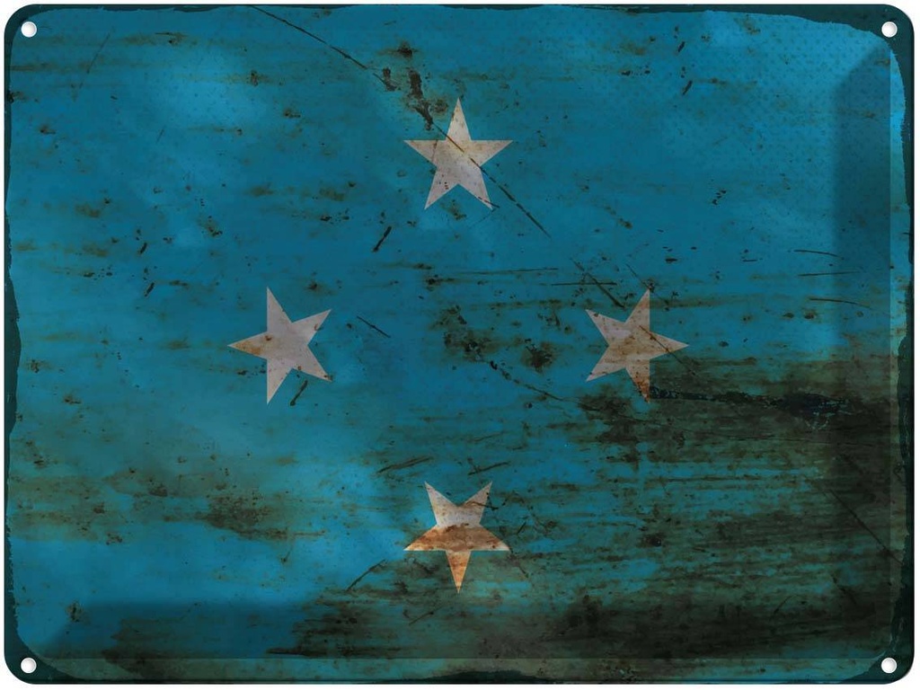 Blechschild 30x40 cm Mikronesien Micronesia Flagge Fahne Wappen