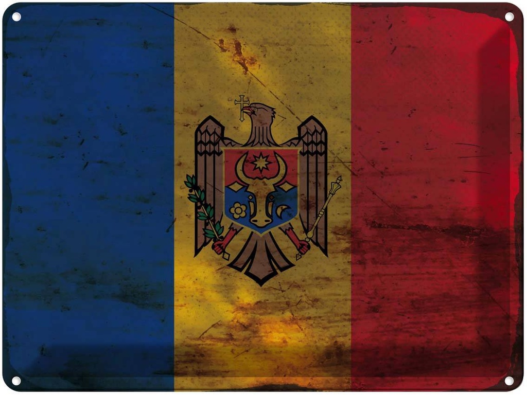 Blechschild 30x40 cm Moldau Moldova Flagge Fahne Wappen