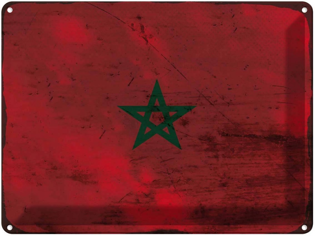 Blechschild 30x40 cm Marokko Morocco Flagge Fahne Wappen