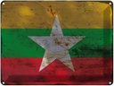 Blechschild 30x40 cm Myanmar Flagge Fahne Wappen