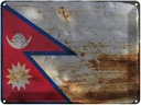 Blechschild 30x40 cm Nepal Flagge Fahne Wappen