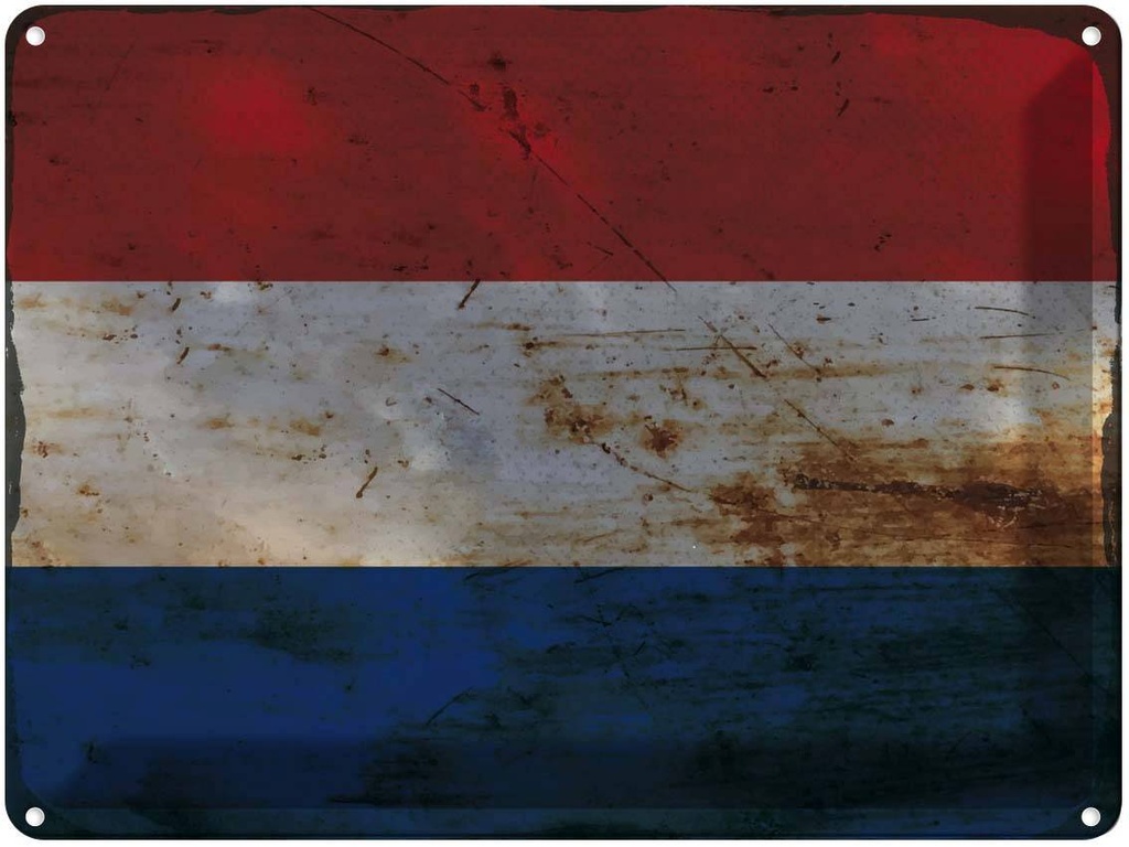 Blechschild 30x40 cm Niederlande Netherlands Flagge Fahne Wappen
