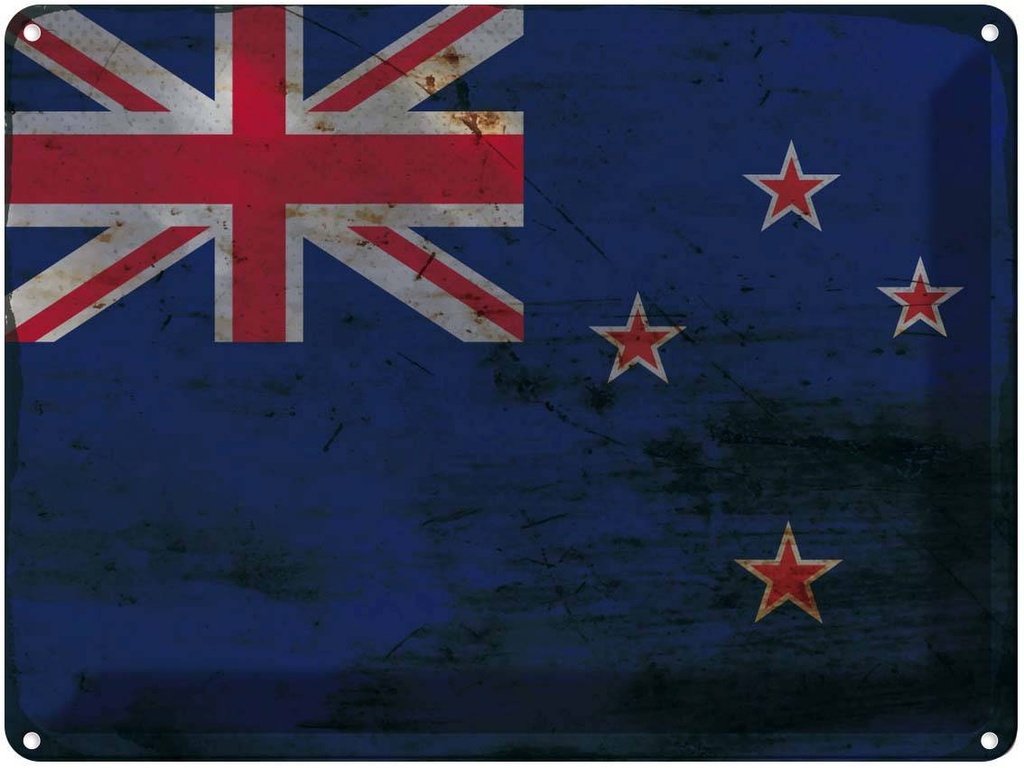 Blechschild 30x40 cm Neuseeland New Zealand Flagge Fahne Wappen