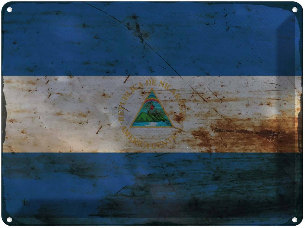 Blechschild 30x40 cm Nicaragua Flagge Fahne Wappen