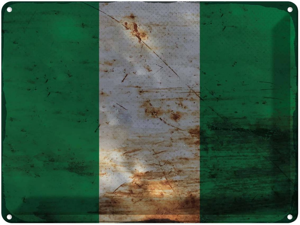 Blechschild 30x40 cm Nigeria Flagge Fahne Wappen