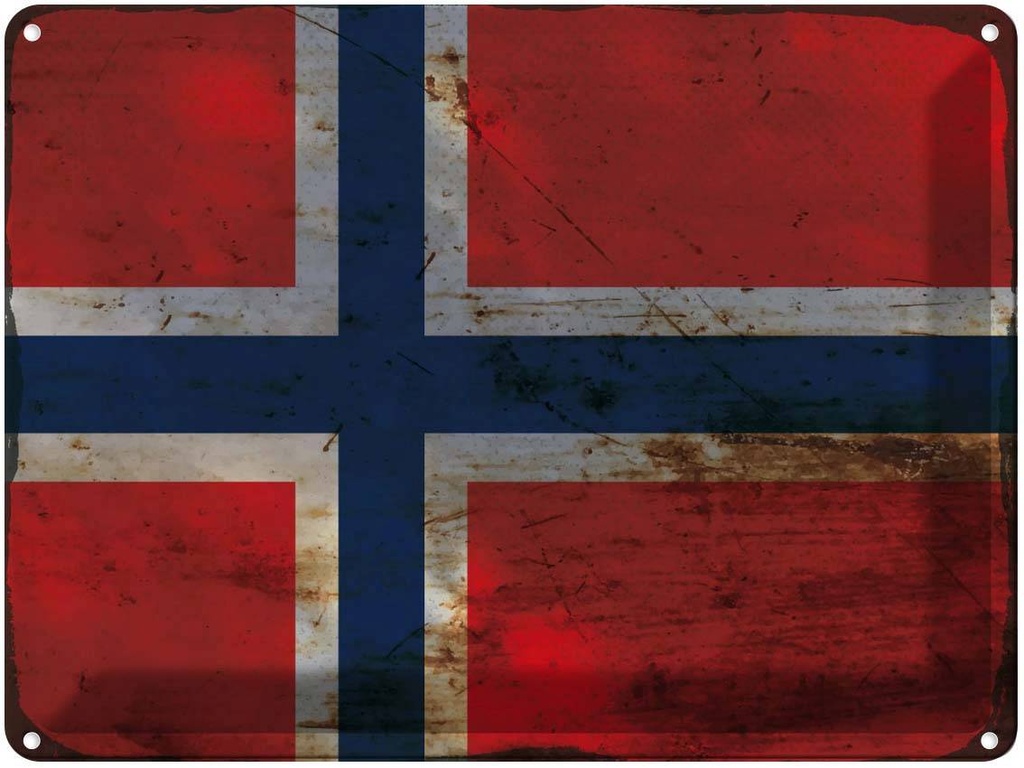 Blechschild 30x40 cm Norwegen Norway Flagge Fahne Wappen