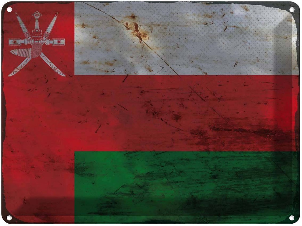 Blechschild 30x40 cm Oman Flagge Fahne Wappen