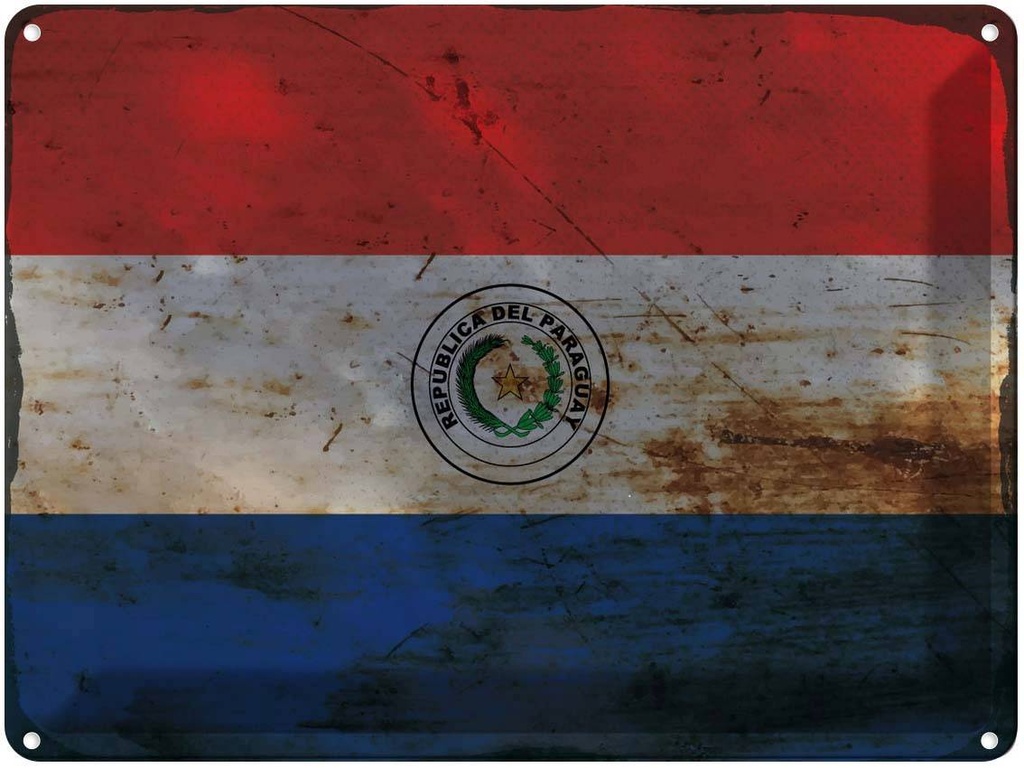 Blechschild 30x40 cm Paraguay Flagge Fahne Wappen