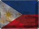 Blechschild 30x40 cm Philippinen Philippines Flagge Fahne Wappen