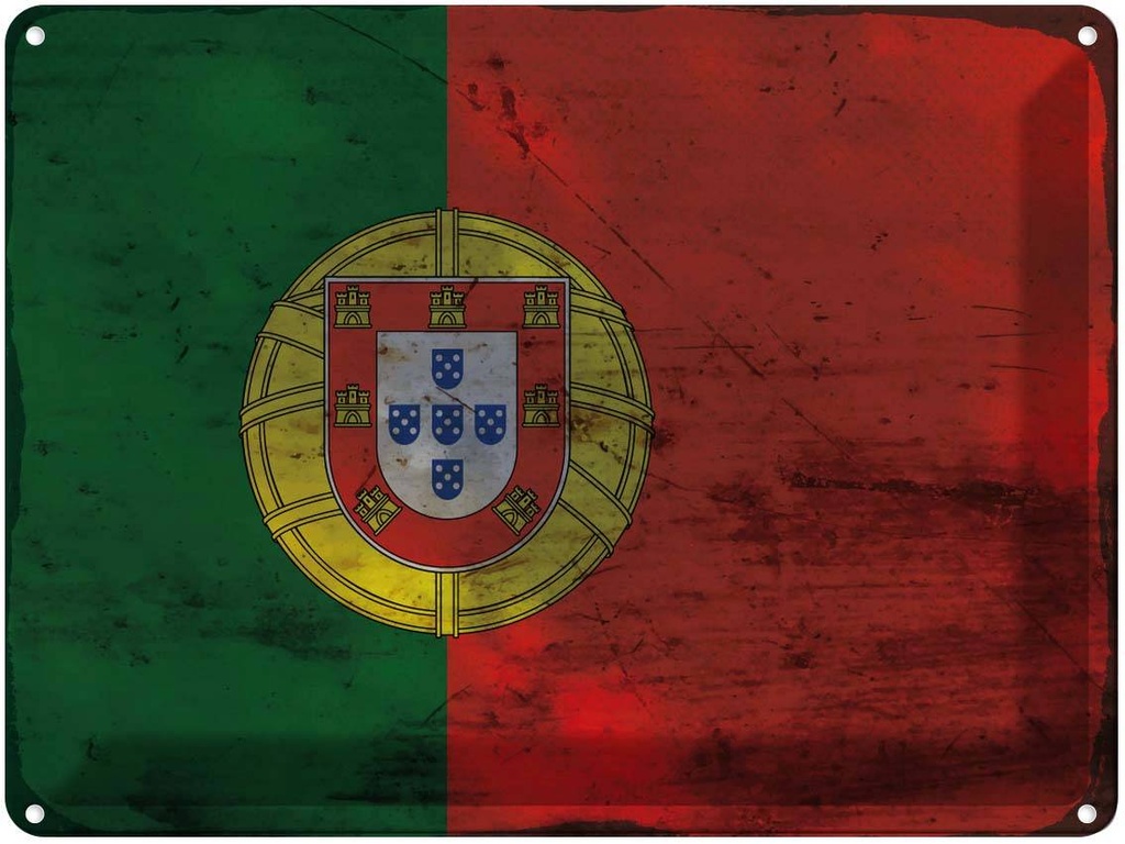 Blechschild 30x40 cm Portugal Flagge Fahne Wappen