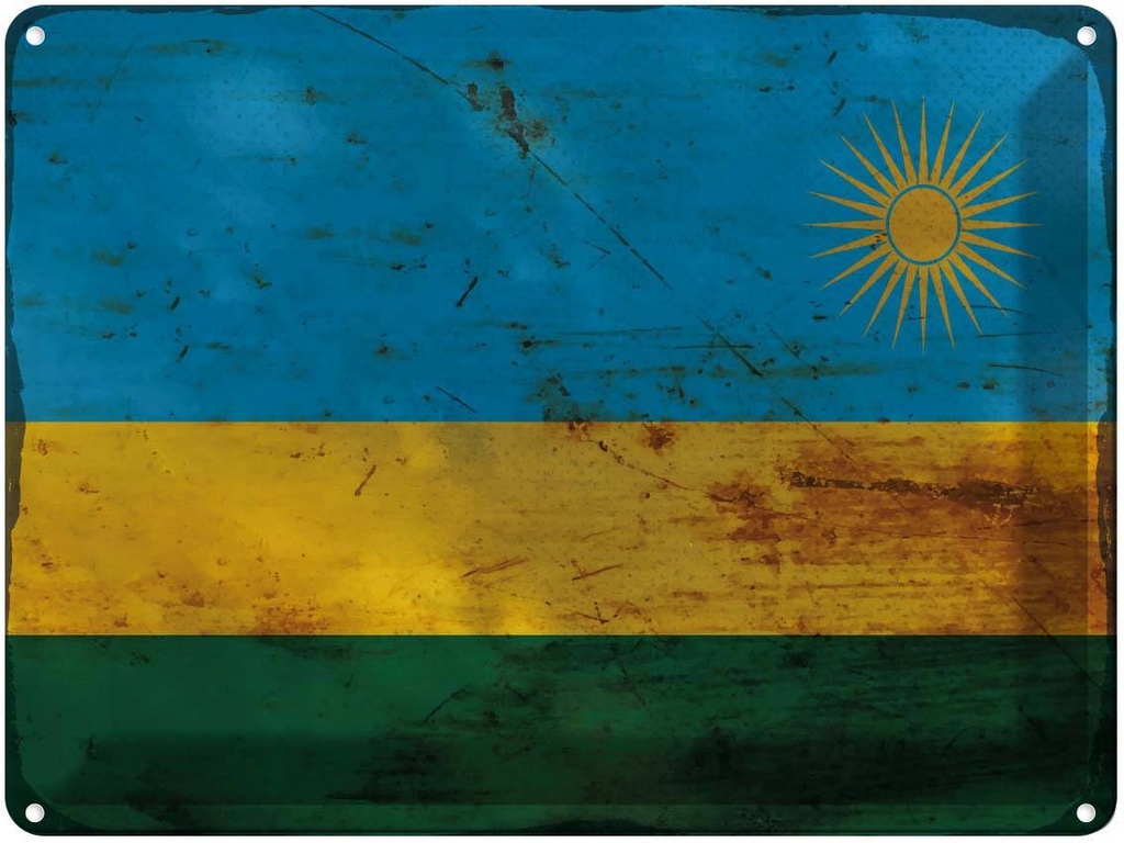 Blechschild 30x40 cm Ruanda Rwanda Flagge Fahne Wappen