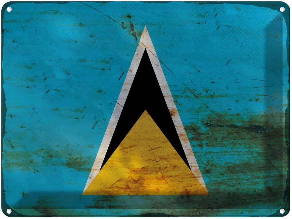 Blechschild 30x40 cm Saint Lucia Flagge Fahne Wappen