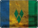 Blechschild 30x40 cm Saint Vincent Grenadinen Flagge Fahne Wappen