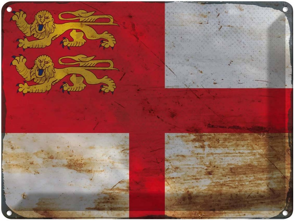 Blechschild 30x40 cm Sark Flagge Fahne Wappen