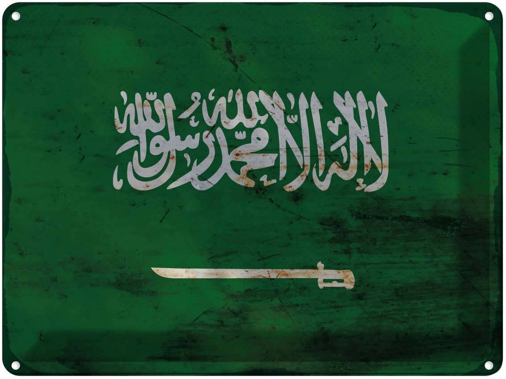 Blechschild 30x40 cm Saudi-Arabien Saudi Arabia Flagge Fahne Wappen