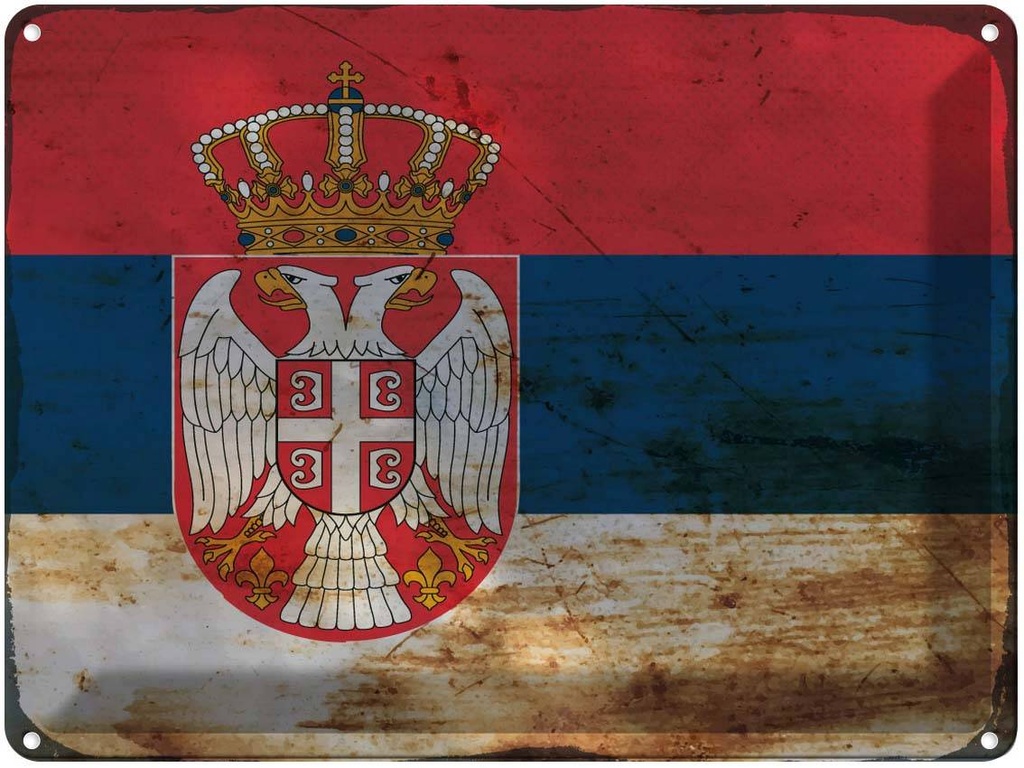 Blechschild 30x40 cm Serbien Serbia Flagge Fahne Wappen