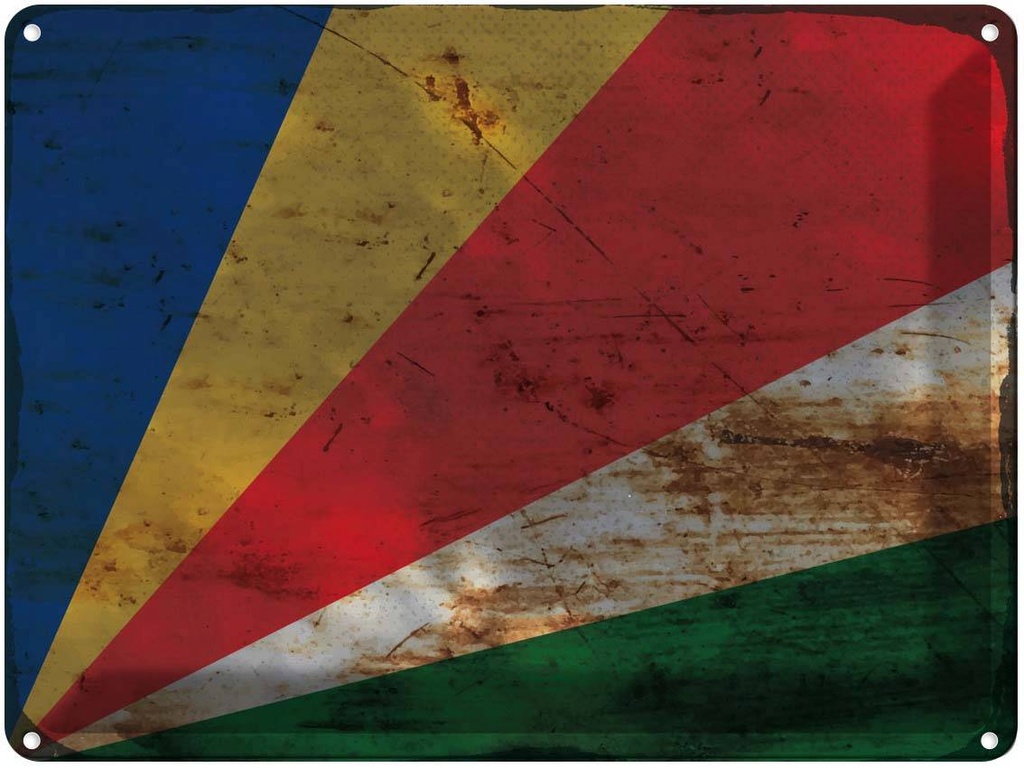 Blechschild 30x40 cm Seychellen Seychelles Flagge Fahne Wappen