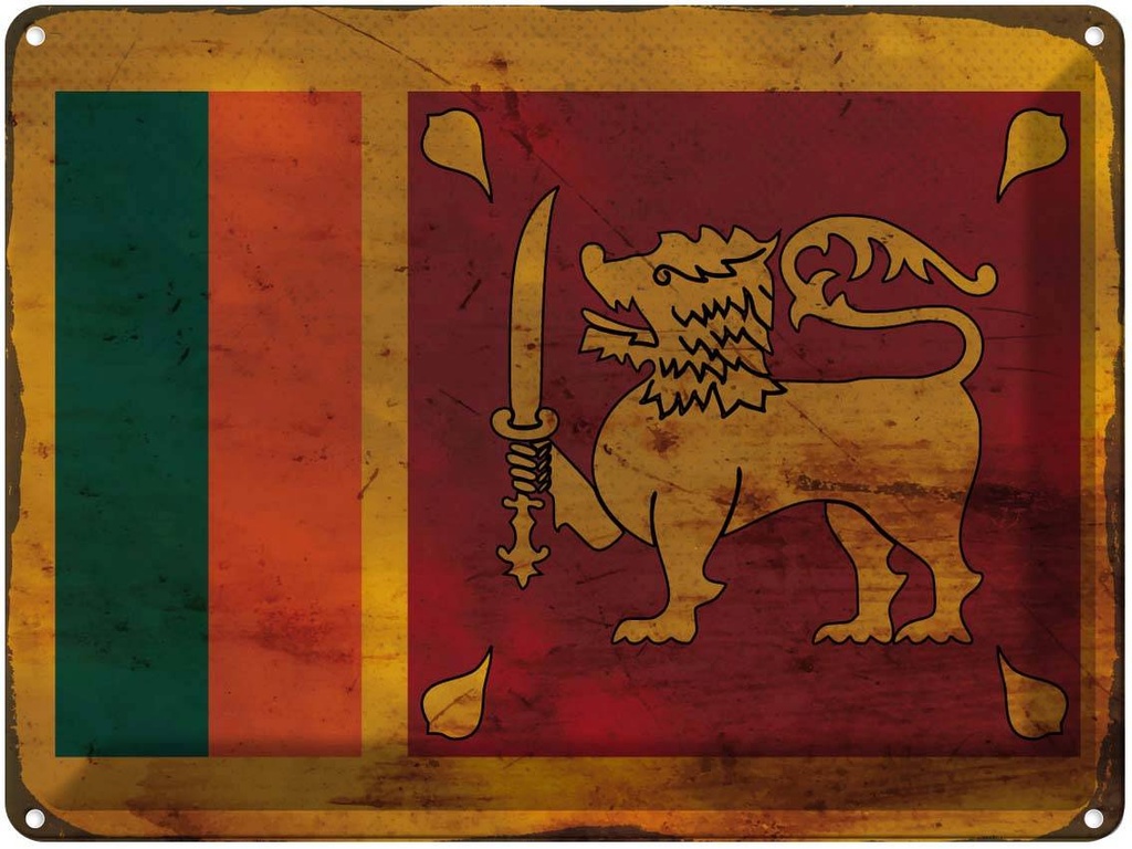 Blechschild 30x40 cm Sri Lanka Flagge Fahne Wappen