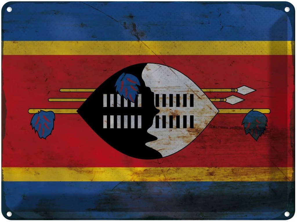 Blechschild 30x40 cm Swasiland Eswatini Flagge Fahne Wappen